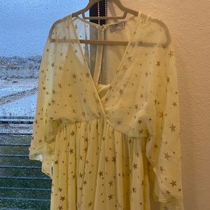 Sheer yellow with gold stars MATERNITY dress size 10